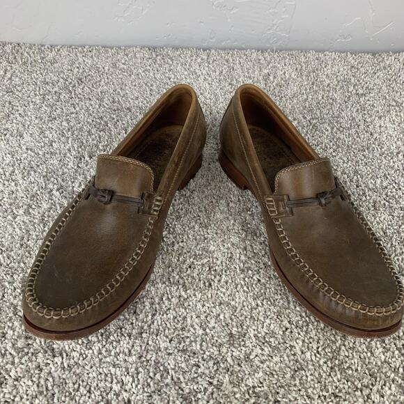 Trask Shoes Mens Size 12M Brown Leather Loafers Moc Toe Slip On Dress Casual - Picture 1 of 10